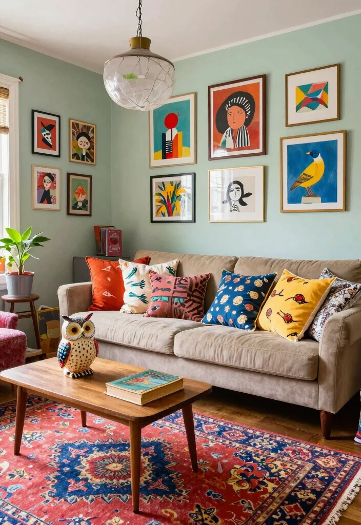 12 Cottage Living Room Ideas with Soft Cozy Charm 4. Add Whimsical Decor 0