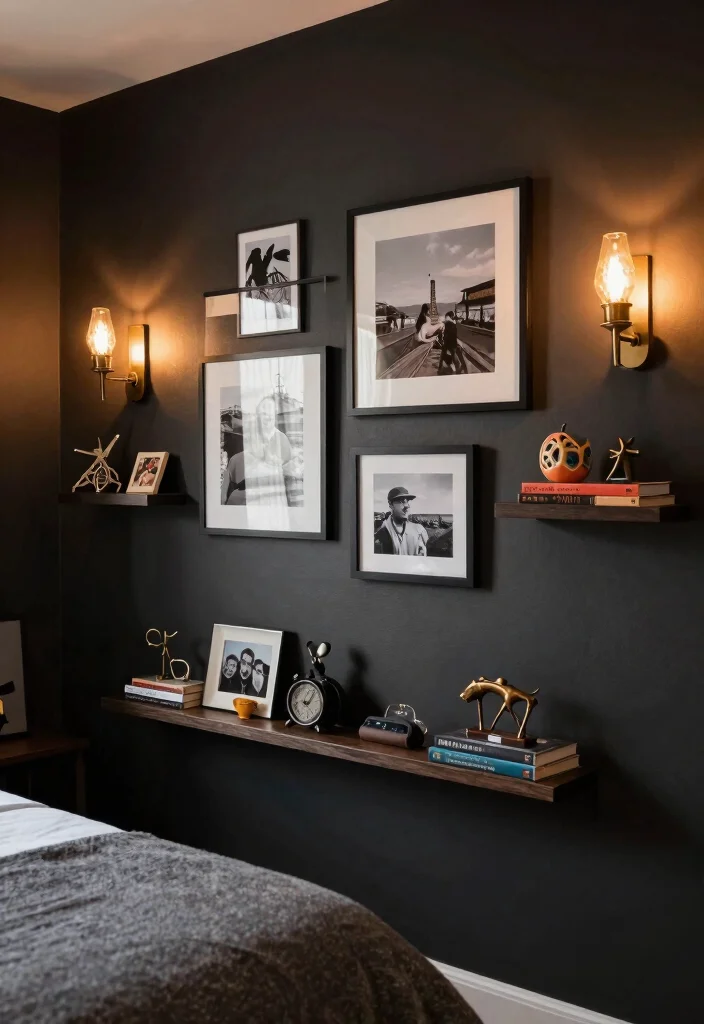 12 Dark Bedroom Ideas That Feel Cozy and Intentional 10. Personal Decor Touches 0