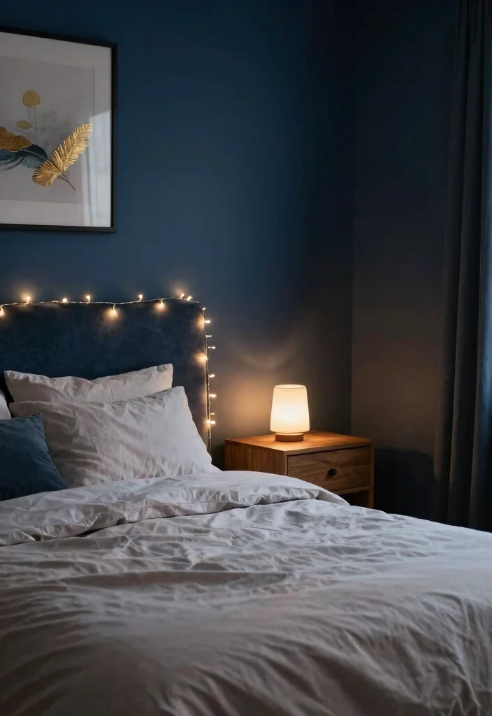 12 Dark Bedroom Ideas That Feel Cozy and Intentional 2. Midnight Blue Serenity 0