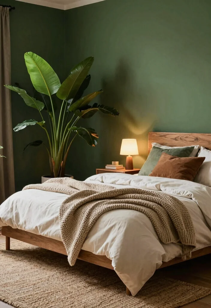 12 Dark Bedroom Ideas That Feel Cozy and Intentional 3. Forest Green Escape 0