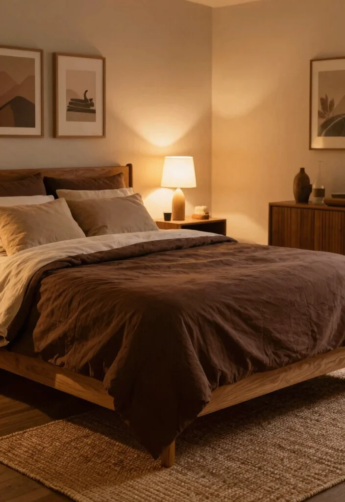 12 Dark Bedroom Ideas That Feel Cozy and Intentional 5. Warm Brown Tones 0