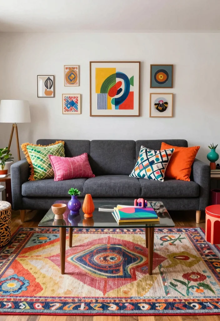 12 Dark Gray Sofa Living Room Ideas with Modern Depth 10. Eclectic Mix 0