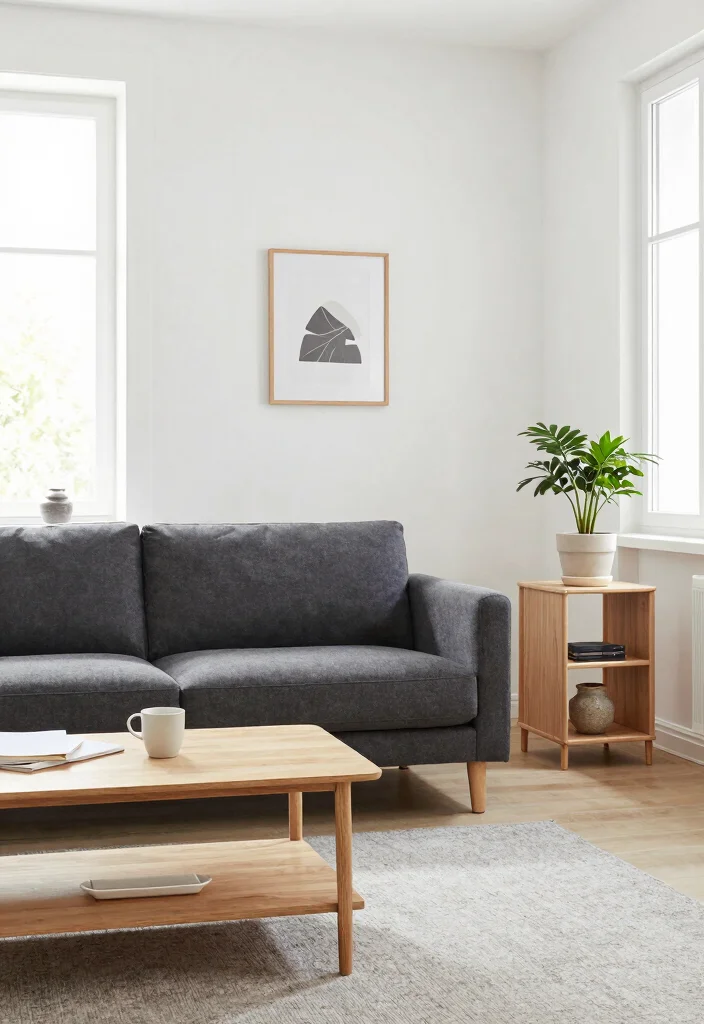 12 Dark Gray Sofa Living Room Ideas with Modern Depth 4. Scandinavian Simplicity 0