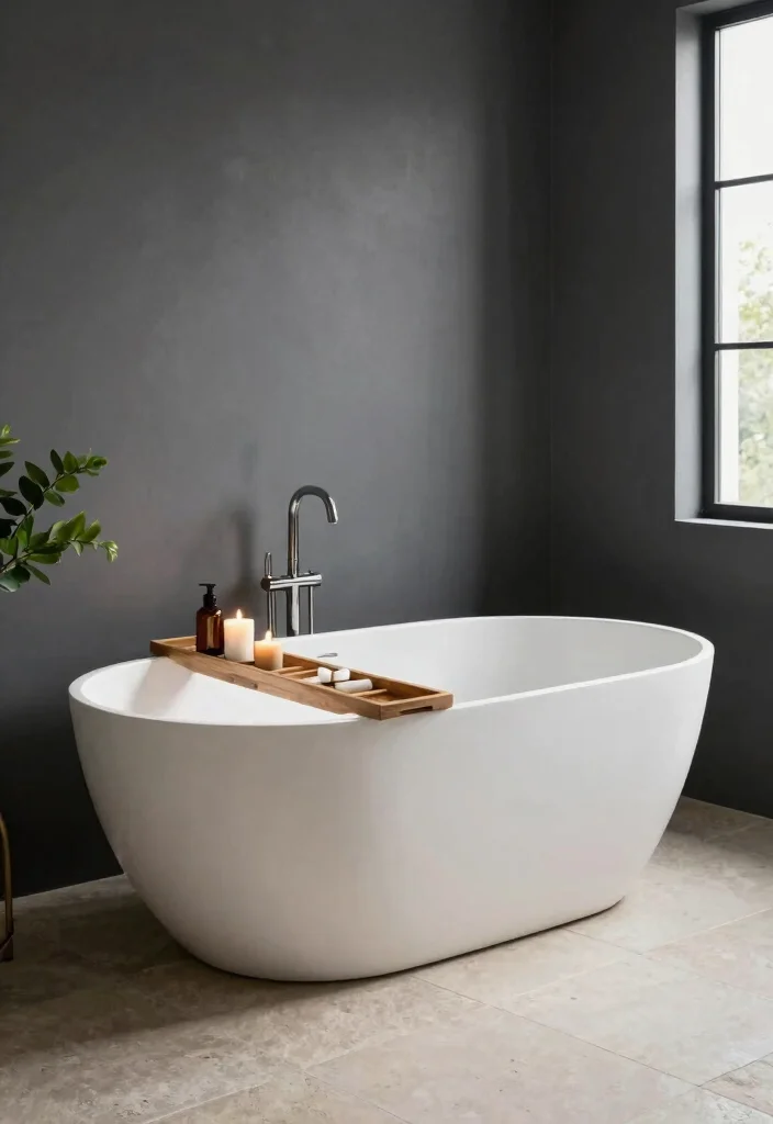 12 Dark Grey Bathroom Ideas with a Bold Modern Mood 7. Luxurious Bathtubs 0