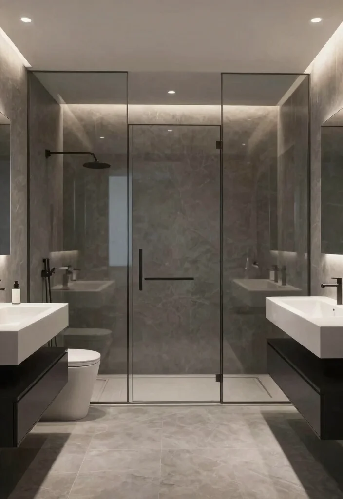 12 Dark Grey Bathroom Ideas with a Bold Modern Mood 9. Open Concept Design 0