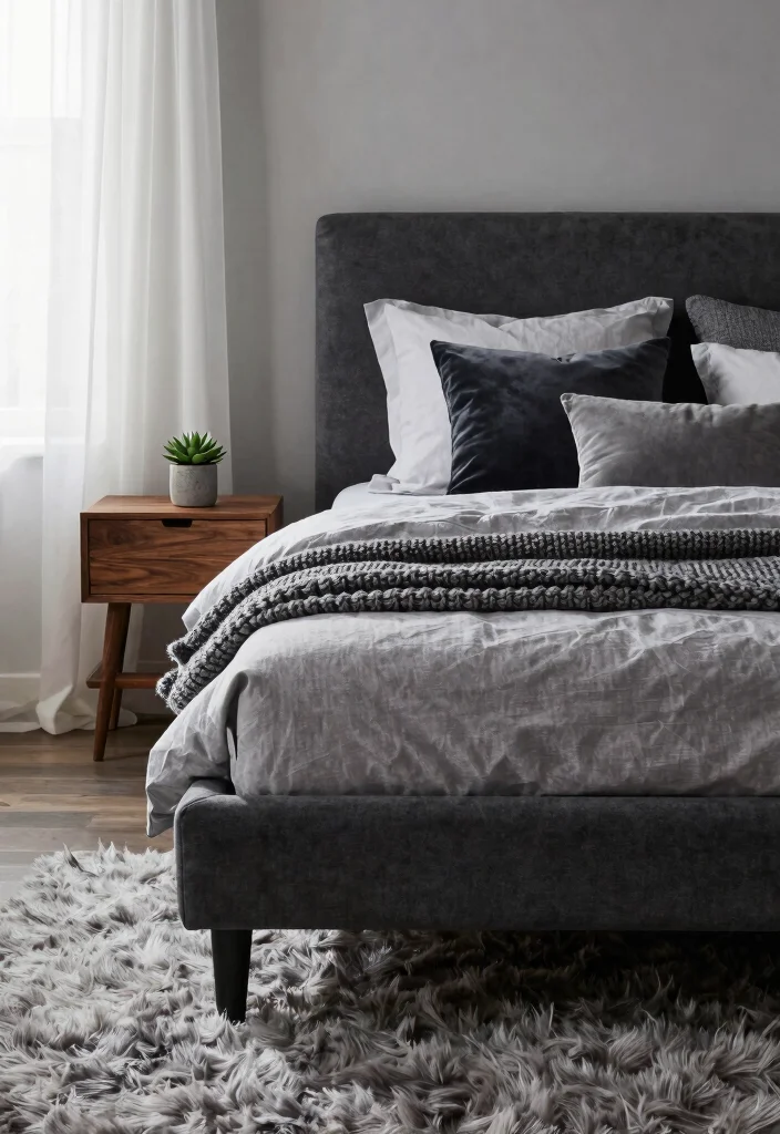 12 Dark Grey Bedroom Ideas with a Modern Edge 1. Layered Textures for Depth 0