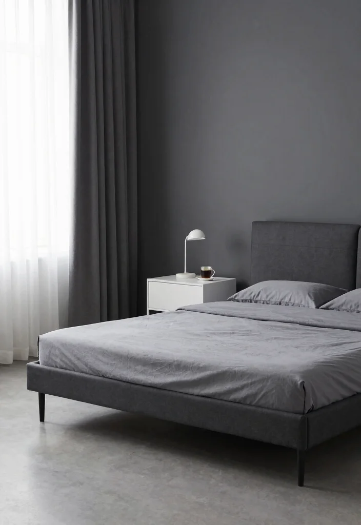 12 Dark Grey Bedroom Ideas with a Modern Edge 3. Minimalist Furniture Choices 0