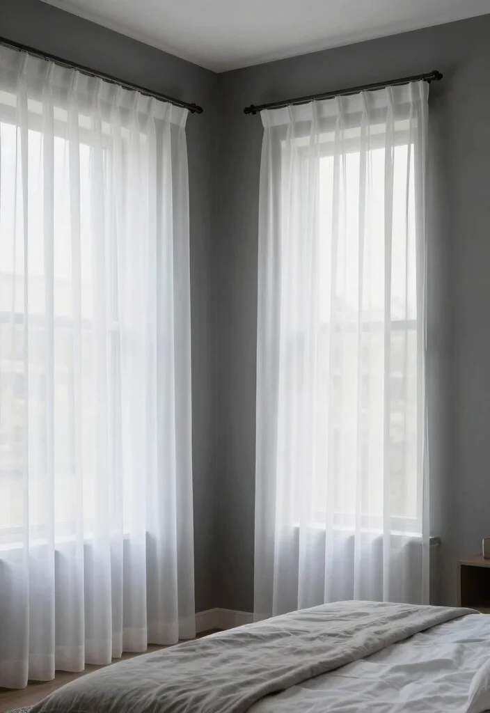 12 Dark Grey Bedroom Ideas with a Modern Edge 8. Minimal Window Treatments 0