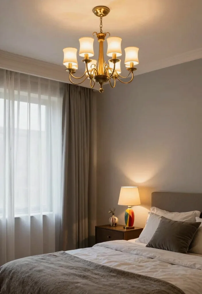 12 Grey Bedroom Ideas with a Pop of Color That Works 8. Layered Lighting 0