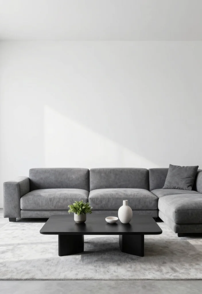 12 Grey Sectional Living Room Ideas for Cozy Layouts 2. Minimalist Monochrome Magic 0
