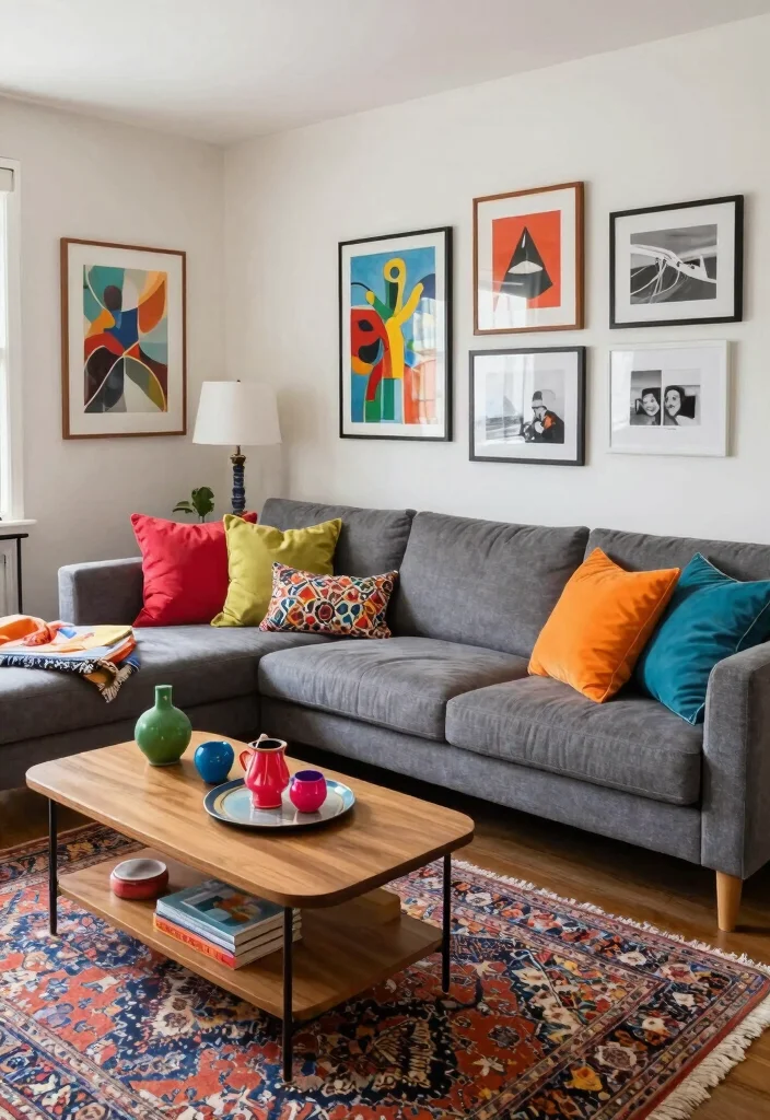 12 Grey Sectional Living Room Ideas for Cozy Layouts 4. Eclectic Vibes with Grey Sectionals 0
