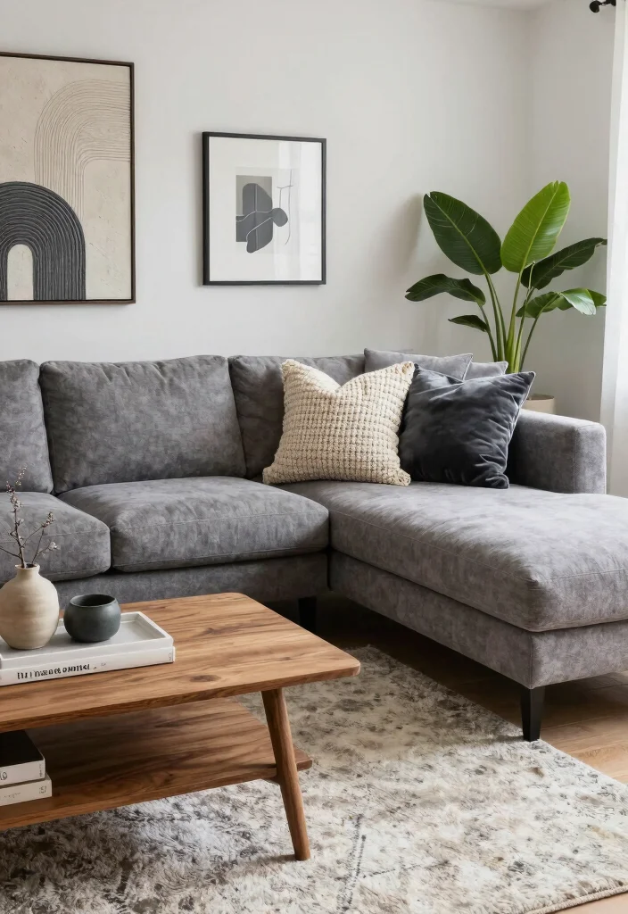 12 Grey Sectional Living Room Ideas for Cozy Layouts 9. Layered Textures for Depth 0