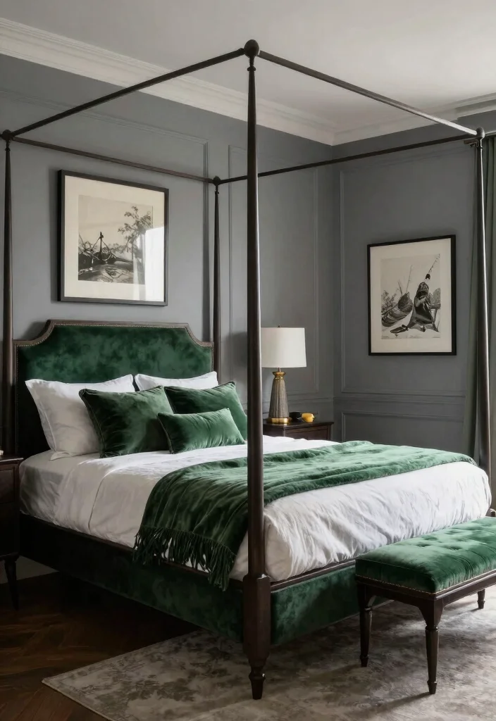 12 Grey and Green Bedroom Ideas That Feel Calm and Natural 12. Timeless Classic 0