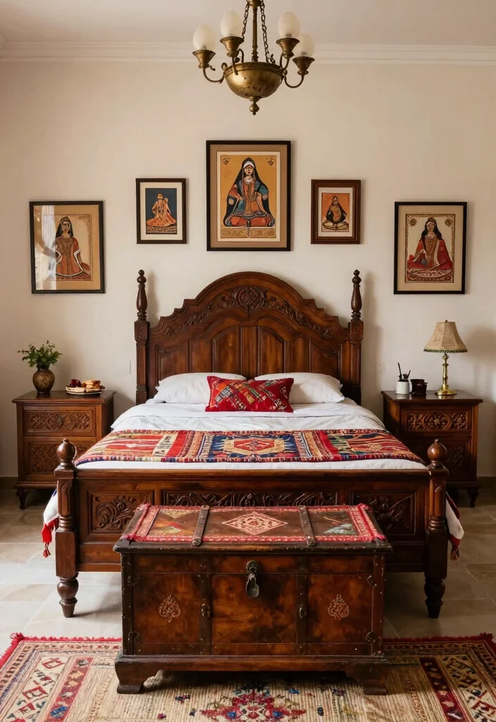 12 Indian Bedroom Ideas with Warm Cultural Character 3. Ethnic Bedroom Furnishings 0