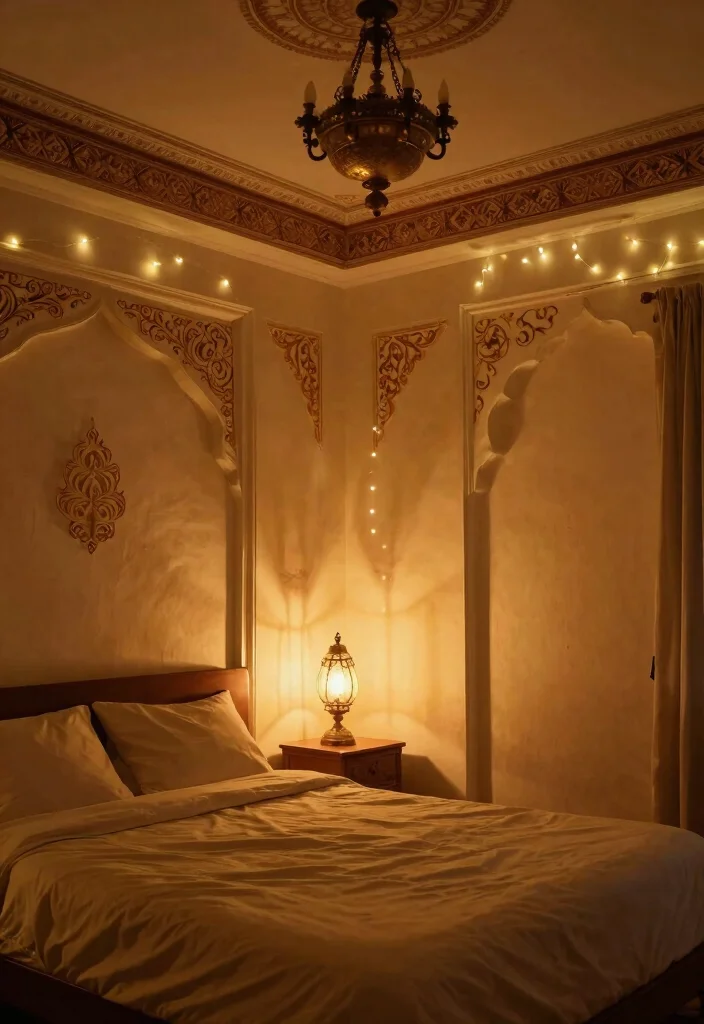 12 Indian Bedroom Ideas with Warm Cultural Character 5. Warm Lighting Choices 0