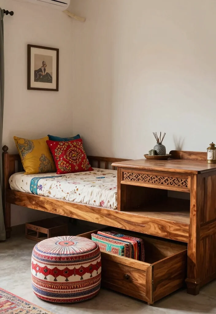 12 Indian Bedroom Ideas with Warm Cultural Character 8. Multi functional Spaces 0