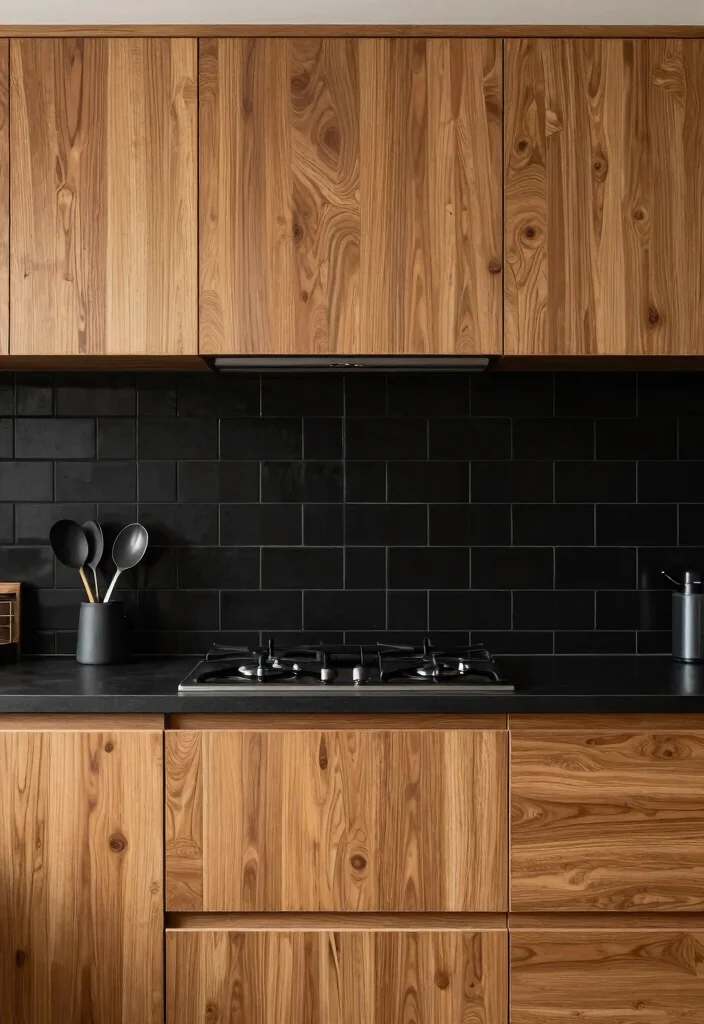12 Kitchen Backsplash Ideas That Work with Oak Cabinets 9. Classic Black Tiles 0