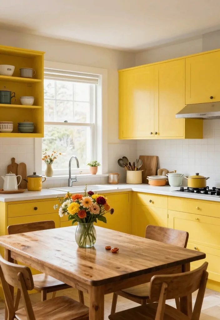 12 Kitchen Cabinet Color Ideas That Instantly Refresh the Space 4. Sunny Yellow Bright and Cheerful 0