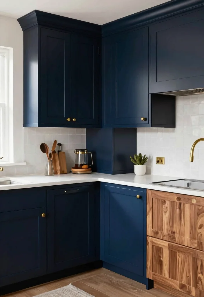 12 Kitchen Cabinet Color Ideas That Instantly Refresh the Space 7. Moody Navy Depth and Drama 0