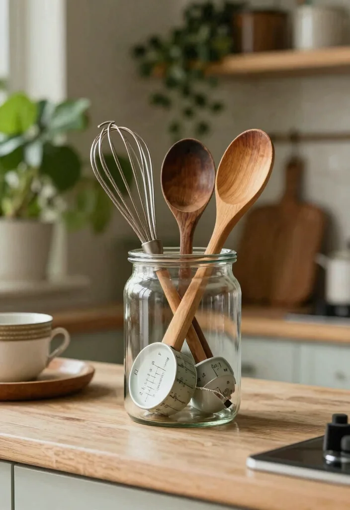 12 Kitchen Centerpiece Ideas for Islands and Tables 11. Vintage Kitchen Tools Display 0