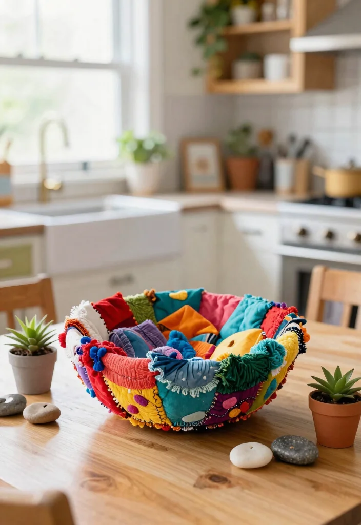 12 Kitchen Centerpiece Ideas for Islands and Tables 12. Recycled Textile Centerpiece 0