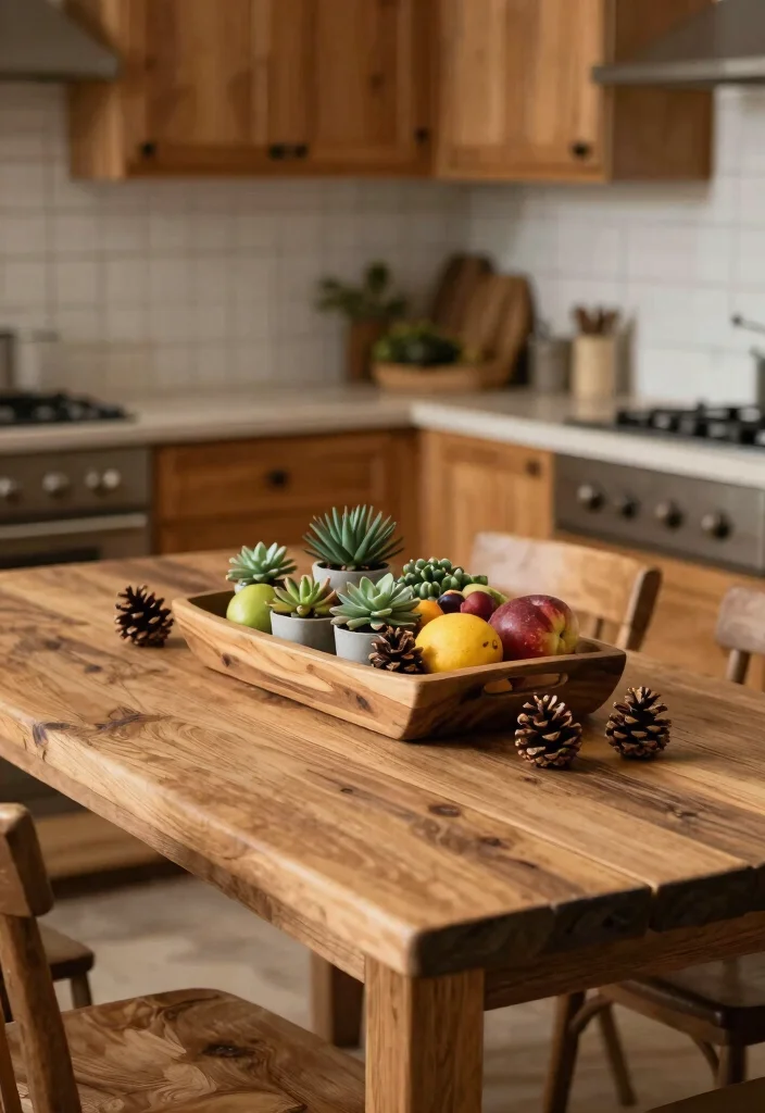 12 Kitchen Centerpiece Ideas for Islands and Tables 2. Reclaimed Wood Centerpiece 0