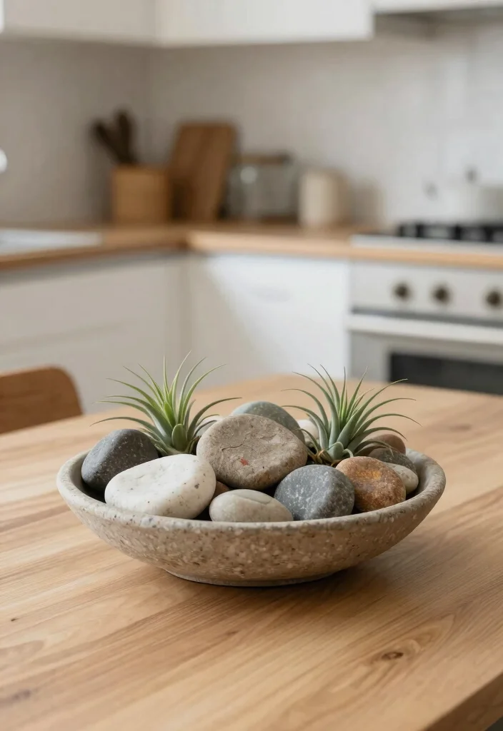 12 Kitchen Centerpiece Ideas for Islands and Tables 4. Natural Stone Arrangements 0