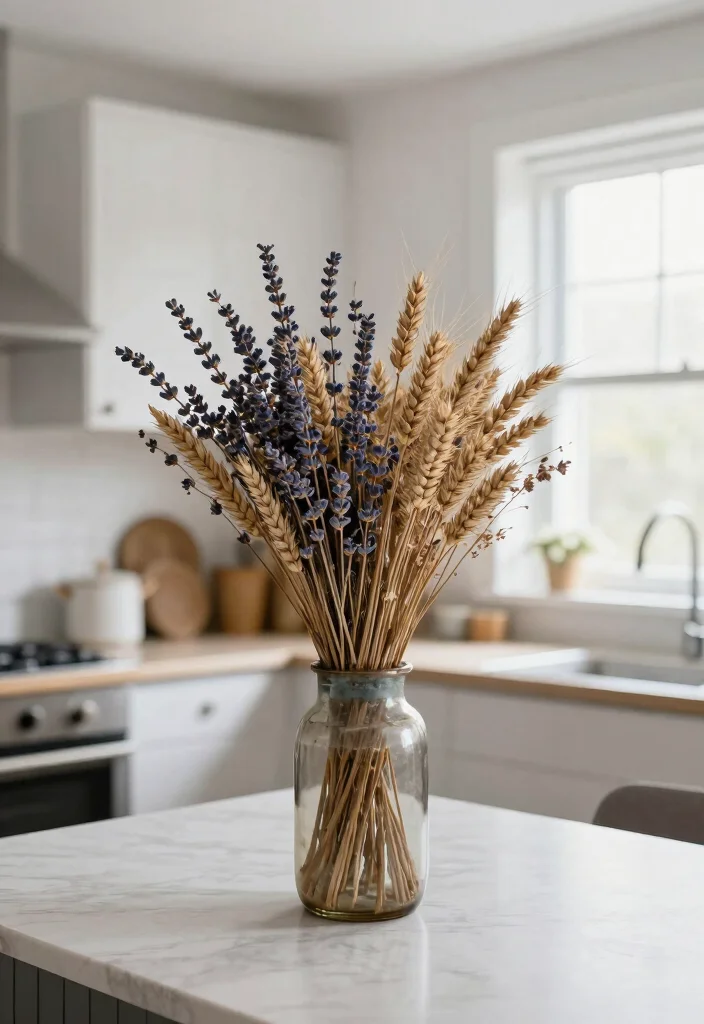 12 Kitchen Centerpiece Ideas for Islands and Tables 7. Dried Flower Display 0