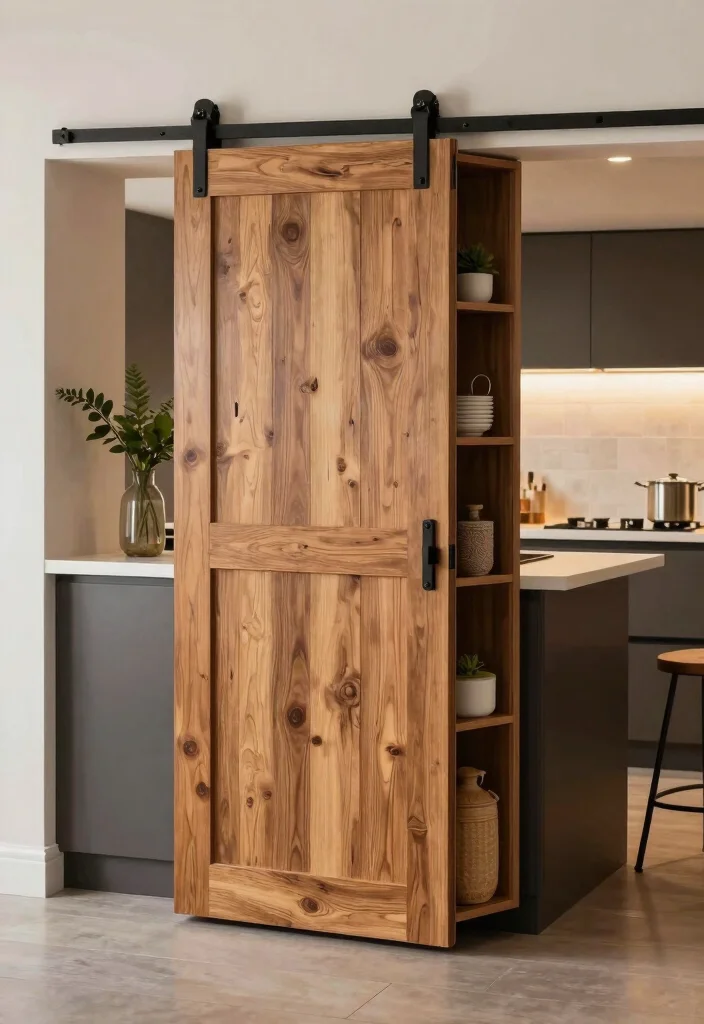 12 Kitchen Island Back Panel Ideas That Add Detail 11. Sliding Barn Door Accents 0