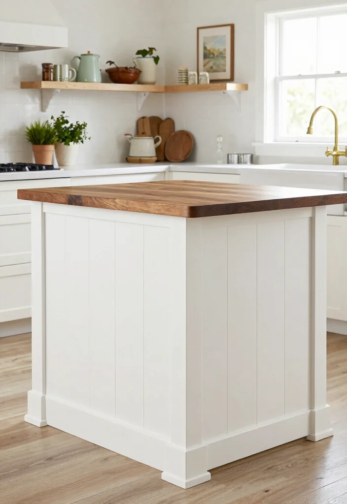 12 Kitchen Island Back Panel Ideas That Add Detail 2. Shiplap for a Classic Farmhouse Feel 0