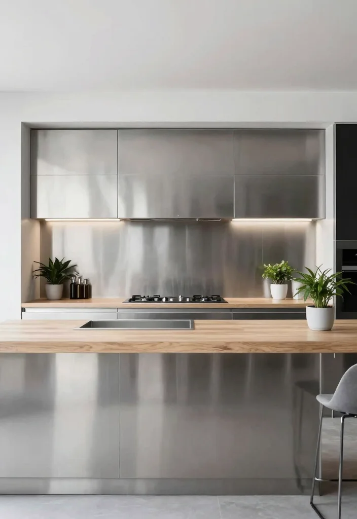 12 Kitchen Island Back Panel Ideas That Add Detail 4. Sleek Metal Accents 0