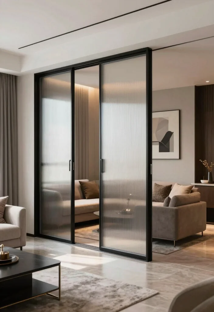 12 Living Room Partition Ideas That Define Zones 11. Sliding Doors for Space Saving 0