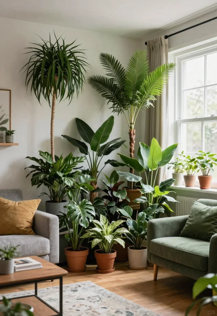 12 Living Room Partition Ideas That Define Zones 12. Creative Use of Plants 0