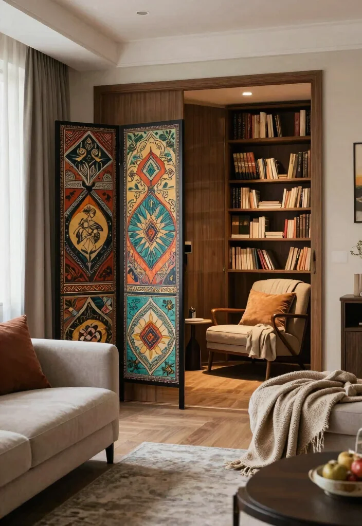 12 Living Room Partition Ideas That Define Zones 3. Decorative Screens for Style 0