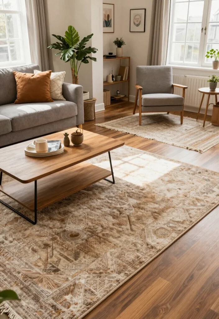 12 Living Room Partition Ideas That Define Zones 5. Use of Rugs to Define Areas 0