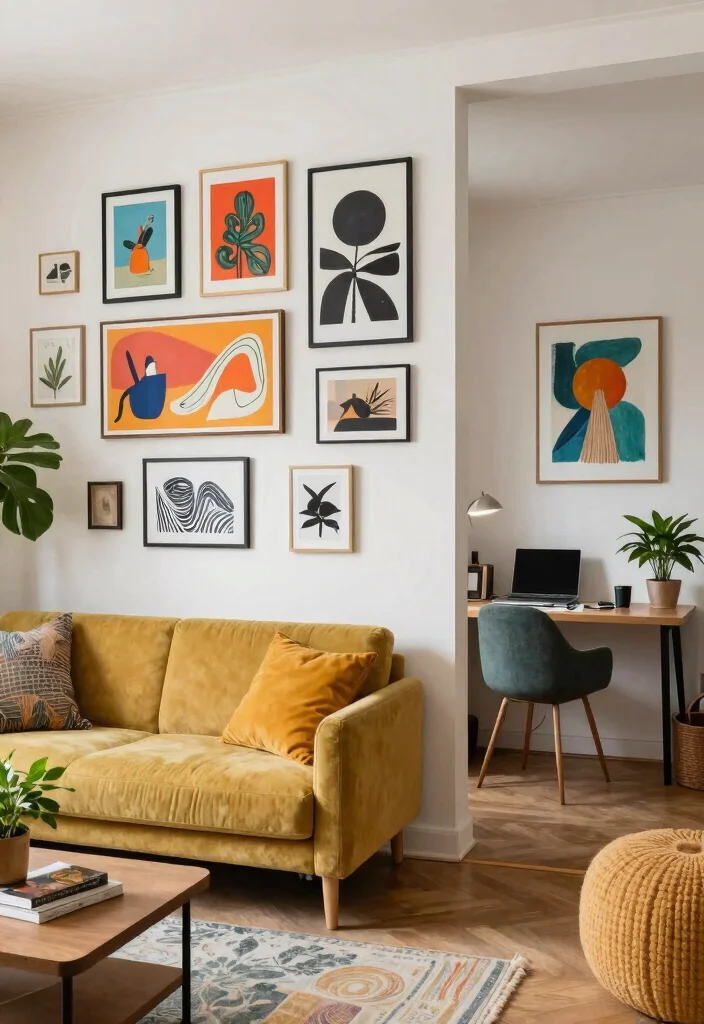 12 Living Room Partition Ideas That Define Zones 7. Artistic Wall Partitions 0