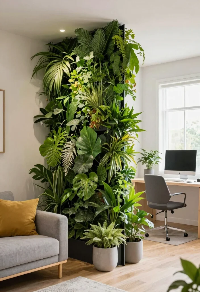 12 Living Room Partition Ideas That Define Zones 9. Vertical Garden Separators 0