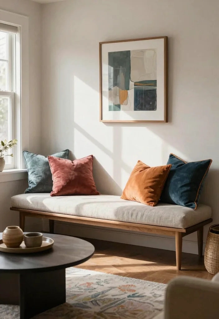 12 Living Room Seating Ideas for Flexible Layouts 11. Bench Seating for a Unique Touch 0