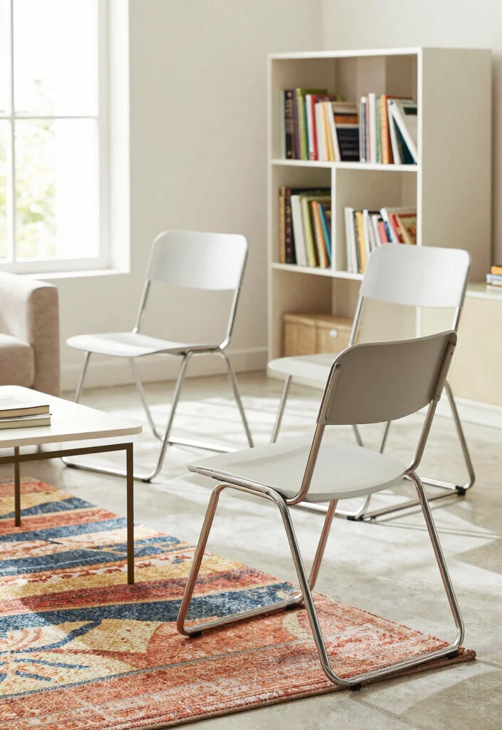 12 Living Room Seating Ideas for Flexible Layouts 6. Foldable Chairs for Flexibility 0