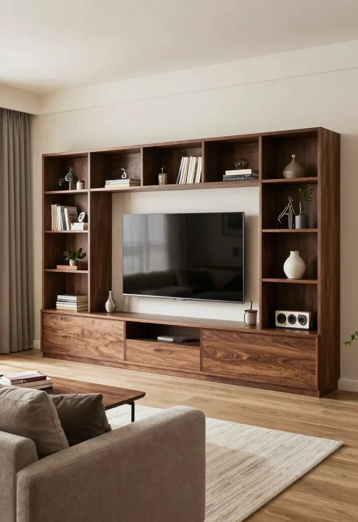12 Living Room TV Ideas That Look Built In 12. Integrated Storage Units with TV Display 0