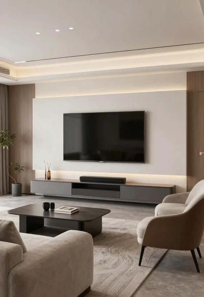 12 Living Room TV Ideas That Look Built In 7. Wall Mounted TVs with Integrated Sound Systems 0
