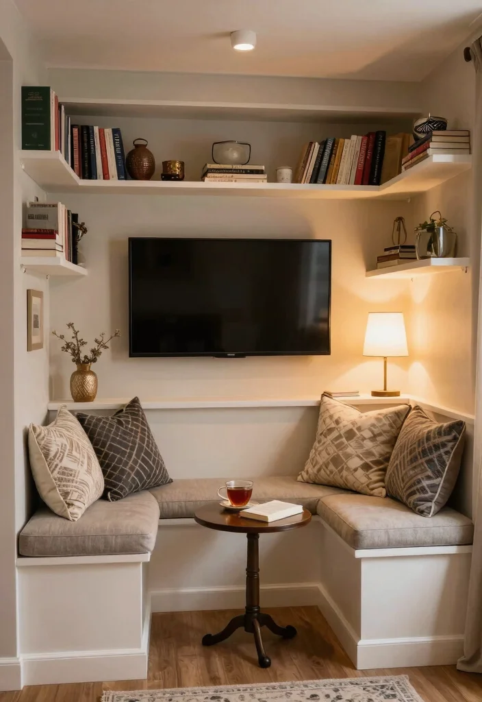 12 Living Room TV Ideas That Look Built In 8. Cozy Nooks with Built In TV Areas 0