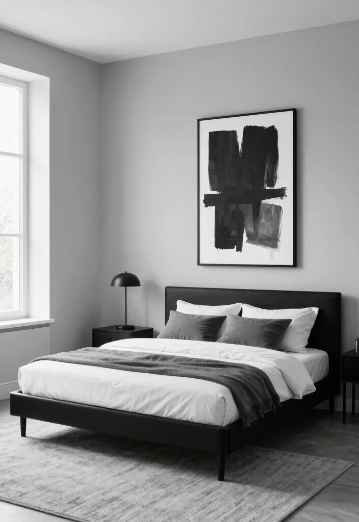 12 Men Bedroom Ideas That Look Clean Stylish and Calm 1. Monochrome Minimalism 0