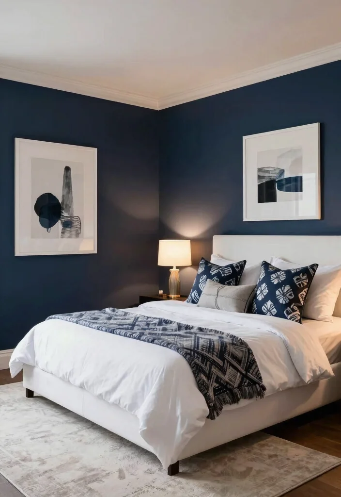 12 Men Bedroom Ideas That Look Clean Stylish and Calm 5. Navy and White Contrast 0