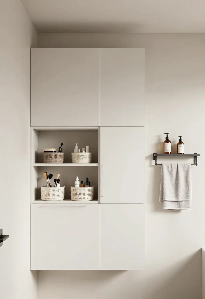 12 Mens Bathroom Ideas That Feel Sharp Clean and Grown 5. Minimalist Storage Solutions 0