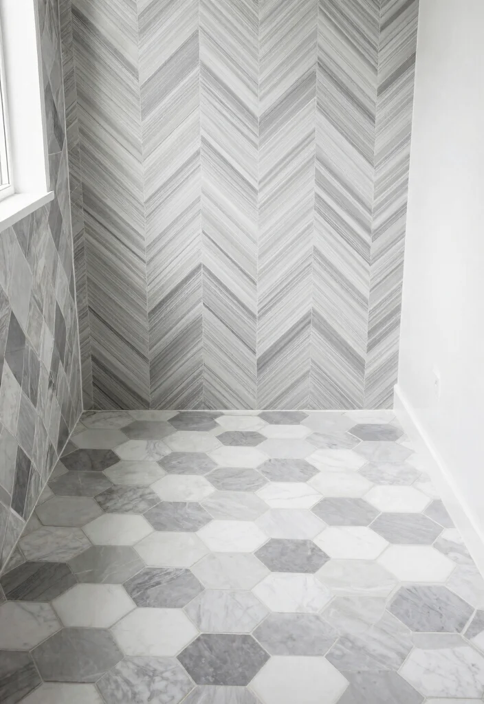 12 Mens Bathroom Ideas That Feel Sharp Clean and Grown 9. Unique Tile Patterns 0