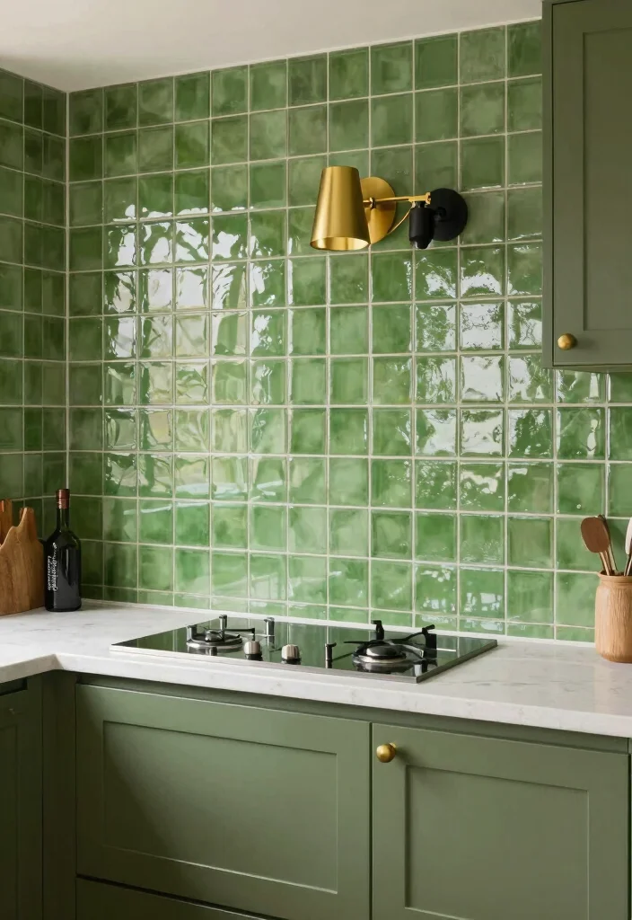 12 Olive Kitchen Ideas That Feel Warm Earthy and On Trend 11. Unique Olive Green Backsplashes 0