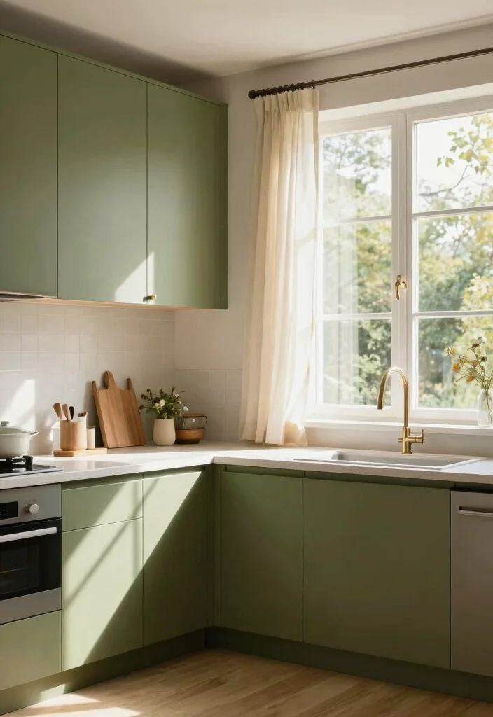 12 Olive Kitchen Ideas That Feel Warm Earthy and On Trend 12. Olive Green and Natural Light 0