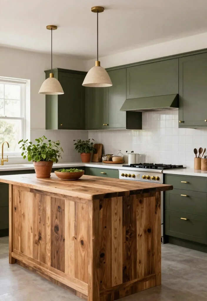 12 Olive Kitchen Ideas That Feel Warm Earthy and On Trend 3. Olive Green with Natural Wood Accents 0