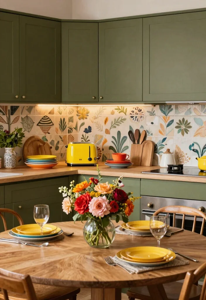 12 Olive Kitchen Ideas That Feel Warm Earthy and On Trend 6. Olive Green and Bright Accents 0